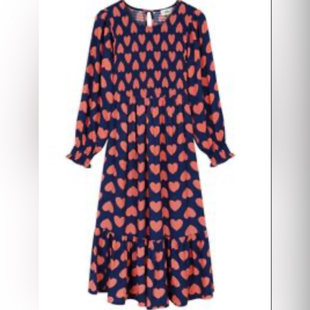 Anorak Heart Patterned Dress - Blue and Pink